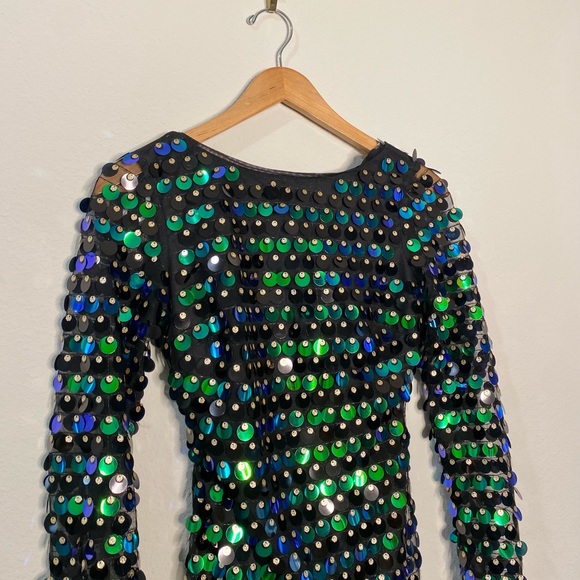 Lulu's Exceptional Radiance Black Multi Iridescent Sequin Backless Mini Dress - Picture 4 of 10